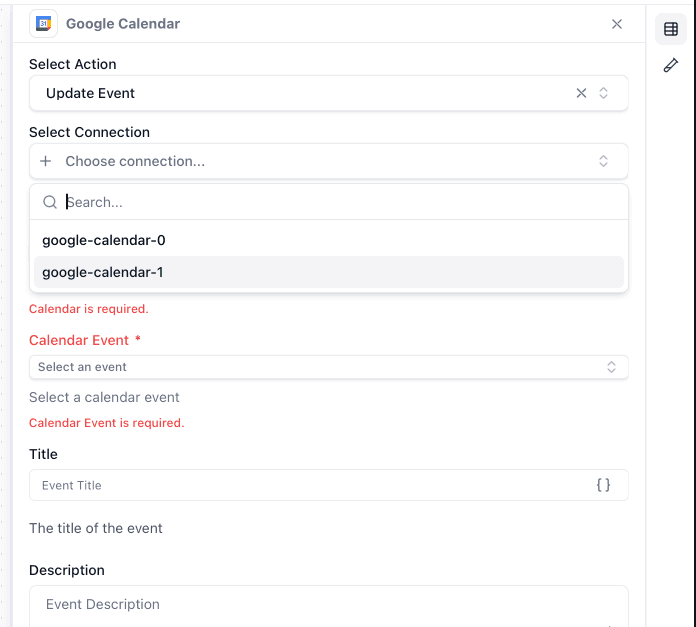 Configure Google Calendar connection
