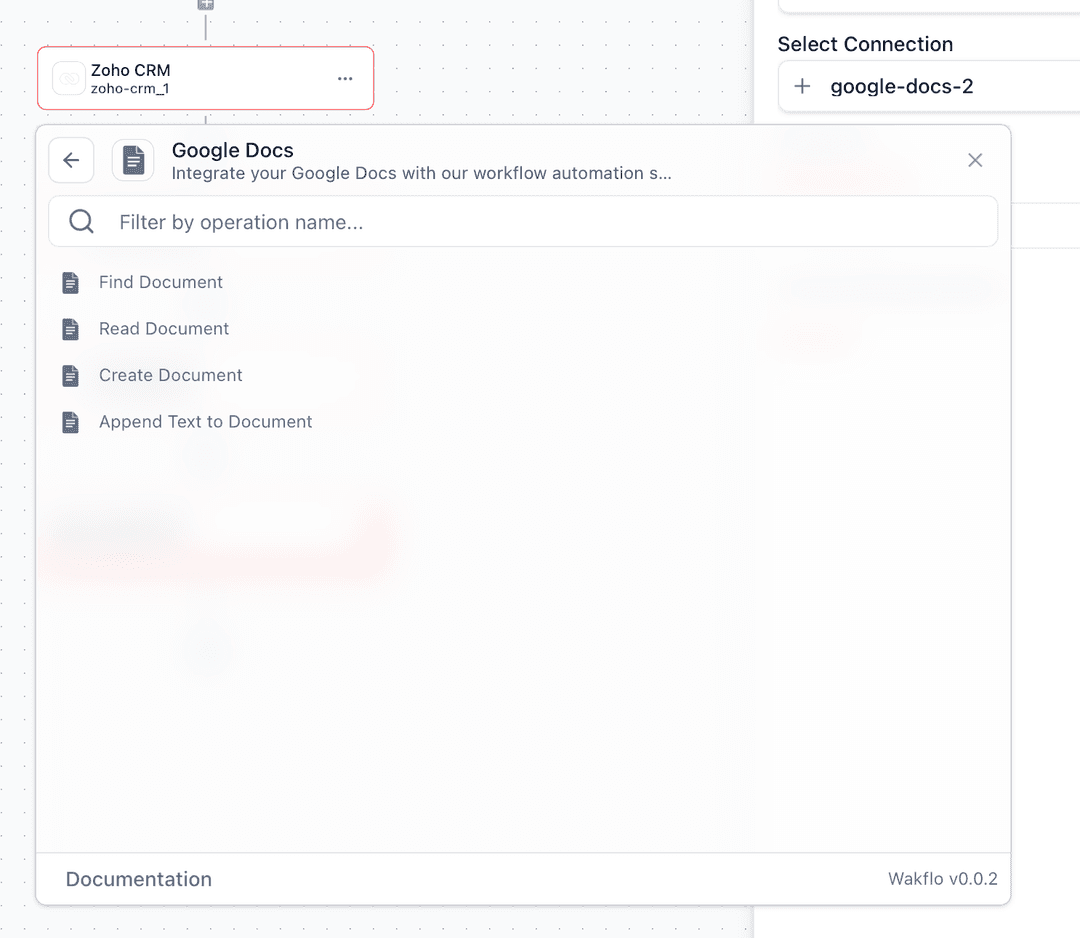 Add Google Docs node