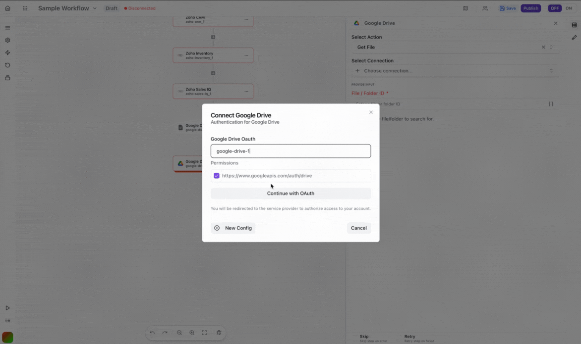 Wakflo-signin-google-drive
