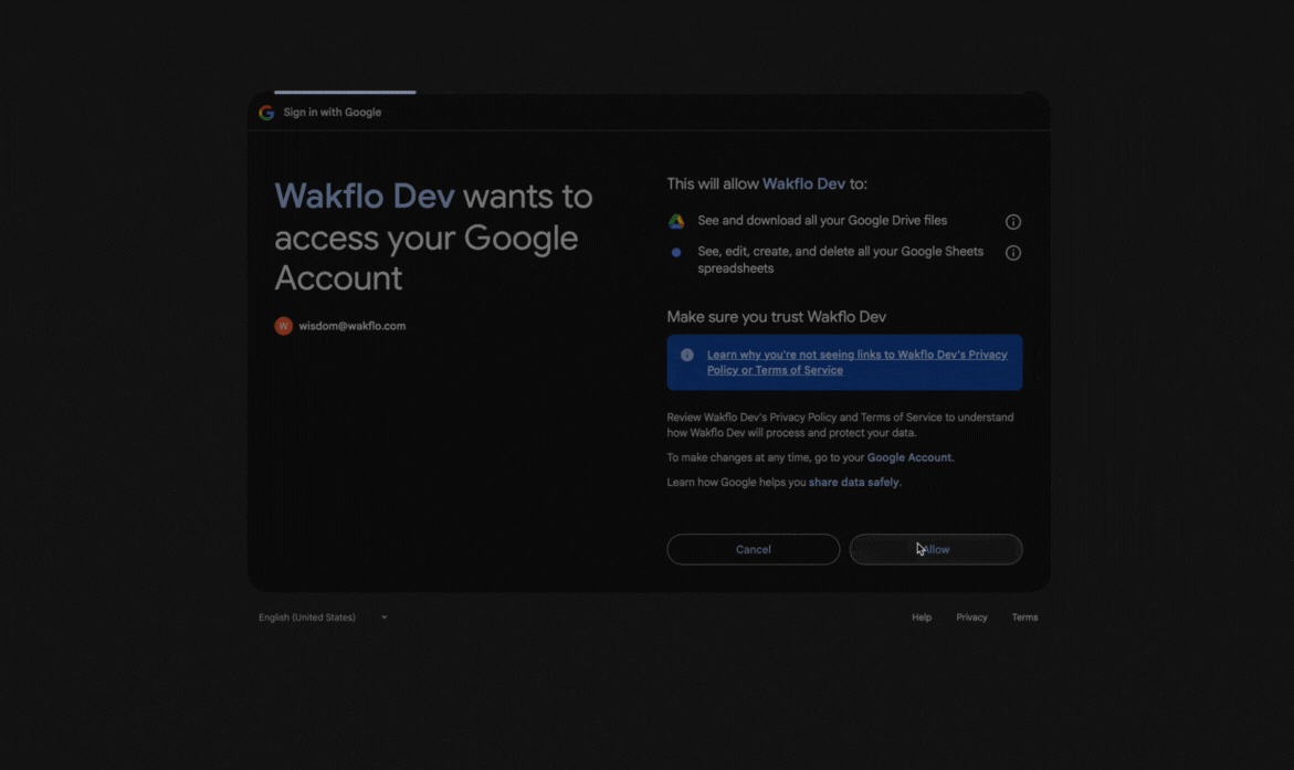 Wakflo-permissions-google-sheets